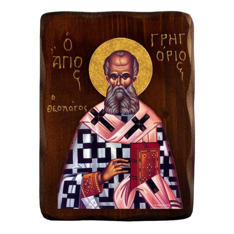 Σετ 2 τεμαχίων – Εικόνα Ορθοδοξίας με περίγραμμα χρυσό σε ξύλο Φλαμουρίας  με  βάση Εικόνα Αγίου Γρηγορίου, Χειροποίητη ελληνορθόδοξη εικόνα του Αγίου Γρηγορίου, επιτοίχια πλάκα βυζαντινής τέχνης, θρησκευτικό δώρο, χριστιανική διακόσμηση Διάσταση 21x15 cm