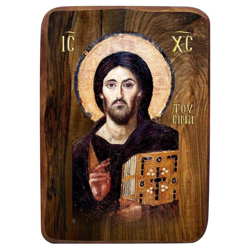 Σετ 2 τεμαχίων – Εικόνα Ορθοδοξίας με περίγραμμα χρυσό σε ξύλο Φλαμουρίας  με  βάση Μπομπονιέρα Βάπτισης Χριστός Σινά Σετ 20 τεμαχίων, Εικόνα Βάπτισης, Χειροποίητη Βυζαντινή εικόνα Bomboniera 9x6cm, Χριστιανικό Δώρο Διάσταση 21x15 cm (8,3 x 5,9 ίντσες) IN