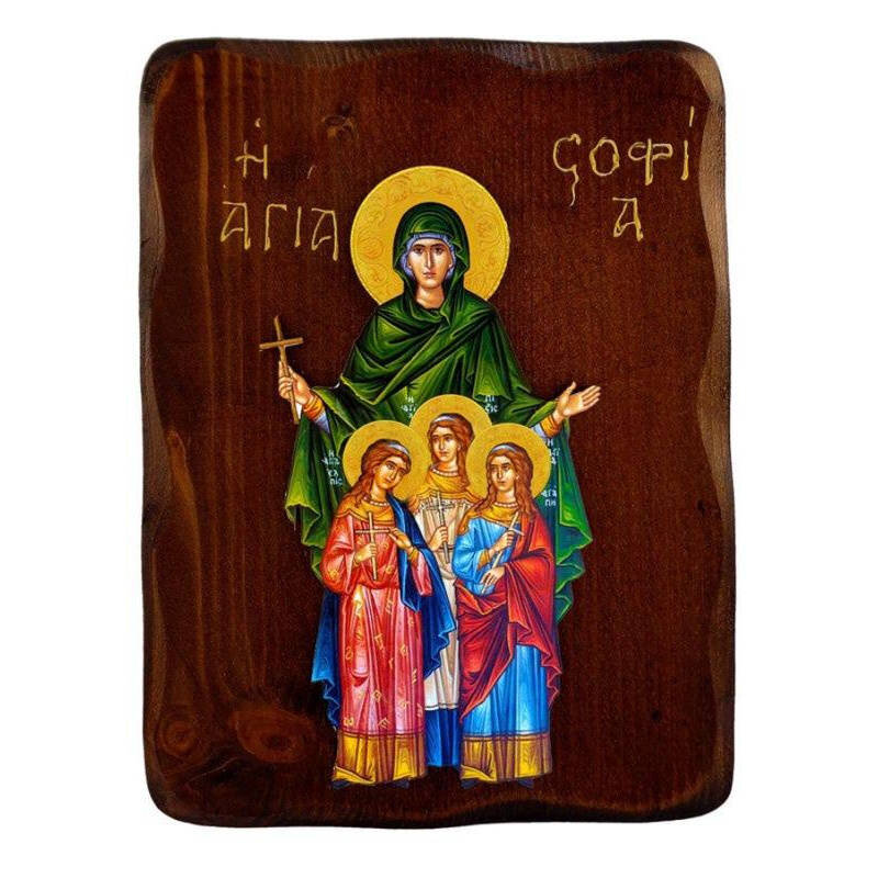 Εικόνα Ορθοδοξίας με περίγραμμα χρυσό σε ξύλο Φλαμουρίας  με  βάση Εικόνα Αγίας Σοφίας, Χειροποίητη Ελληνορθόδοξη εικόνα της Αγίας Σοφίας, Κρεμαστή πλάκα βυζαντινής τέχνης, θρησκευτικό δώρο, χριστιανική διακόσμηση Διάσταση 10x7 cm (3,9 x 2,8 ίντσες) INTRA