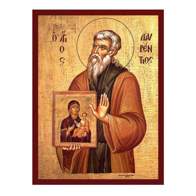 Σετ 2 τεμαχίων – Εικόνα Ορθοδοξίας με περίγραμμα χρυσό σε ξύλο Φλαμουρίας  με  βάση Εικόνα Αγίου Λαυρεντίου, Χειροποίητη βυζαντινή εικόνα του Αγίου Λαυρεντίου, Κρεμαστή πλάκα θρησκευτικής τέχνης, χριστιανικό δώρο Διάσταση 15x11 cm (5,9 x 4,3 ίντσες) INTRA