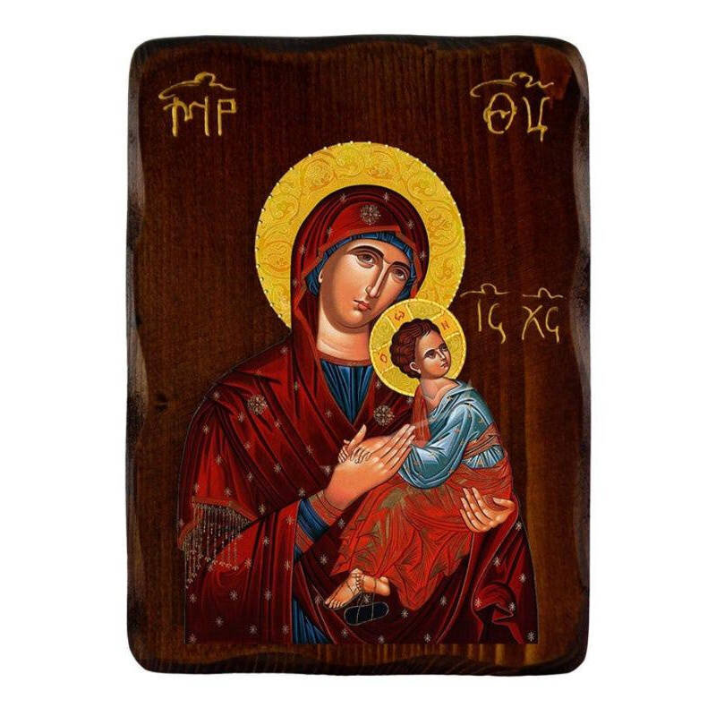 Εικόνα Ορθοδοξίας με περίγραμμα χρυσό σε ξύλο Φλαμουρίας  με  βάση Παναγία η Βασίλισσα των Αγγέλων Εικόνα, Χειροποίητη Ξύλινη εικόνα Παναγίας Βασιλίσσας Αγγέλων, τοίχος βυζαντινής τέχνης, θρησκευτικό δώρο, χριστιανική διακόσμηση Διάσταση 26x20 cm (10,2 x