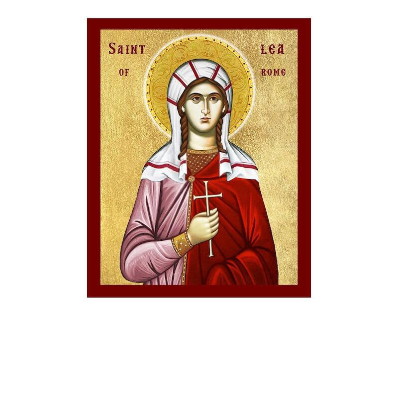 Σετ 2 τεμαχίων – Εικόνα Ορθοδοξίας με περίγραμμα χρυσό σε ξύλο Φλαμουρίας  με  βάση Εικόνα Αγίας Λίας της Ρώμης, Χειροποίητη Θρησκευτική Εικόνα Αγίας Λίας της Ρώμης, Πλακέτα Βυζαντινής Τέχνης, Χριστιανική Θρησκευτική Τέχνη Διάσταση 21x15 cm (8,3 x 5,9 ίντ