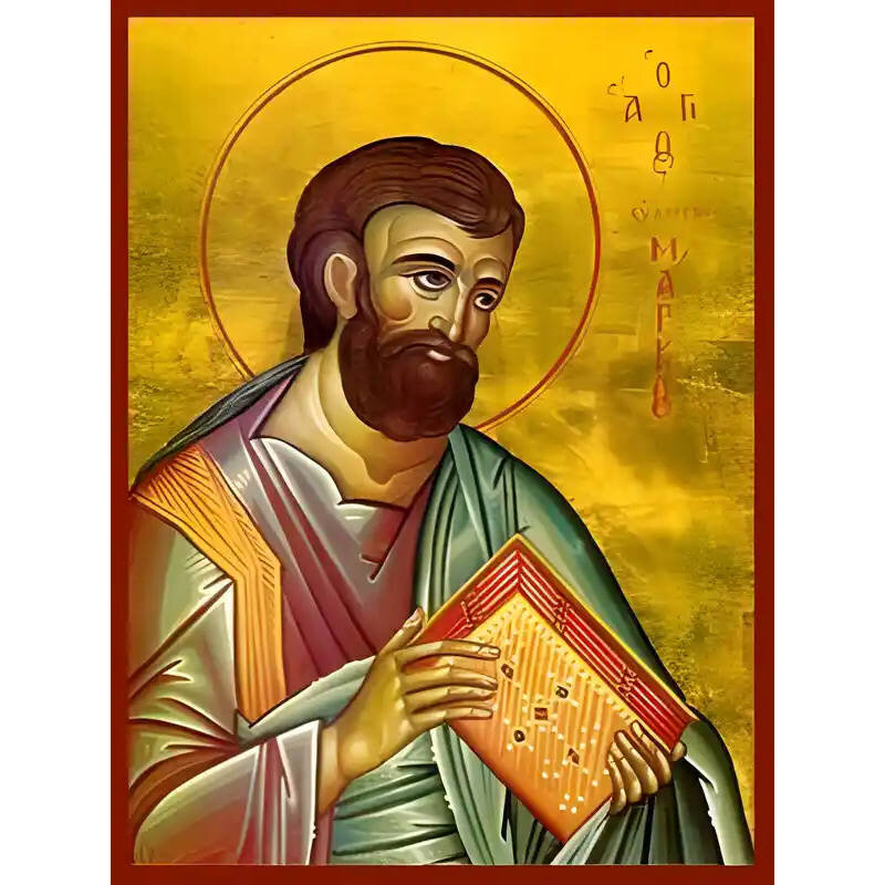 Σετ 2 τεμαχίων – Εικόνα Ορθοδοξίας με περίγραμμα χρυσό σε ξύλο Φλαμουρίας  με  βάση Εικόνα ΑΓΙΟΣ ΑΠΟΣΤΟΛΟΣ ΚΑΙ ΕΥΑΓΓΕΛΙΣΤΗΣ ΜΑΡΚΟΣ Χειροποίητη Ελληνορθόδοξη εικόνα του Ιησού Χριστού, Κρεμαστή πλάκα βυζαντινής τέχνης, χριστιανική τέχνη Διάσταση 15x11 cm (5