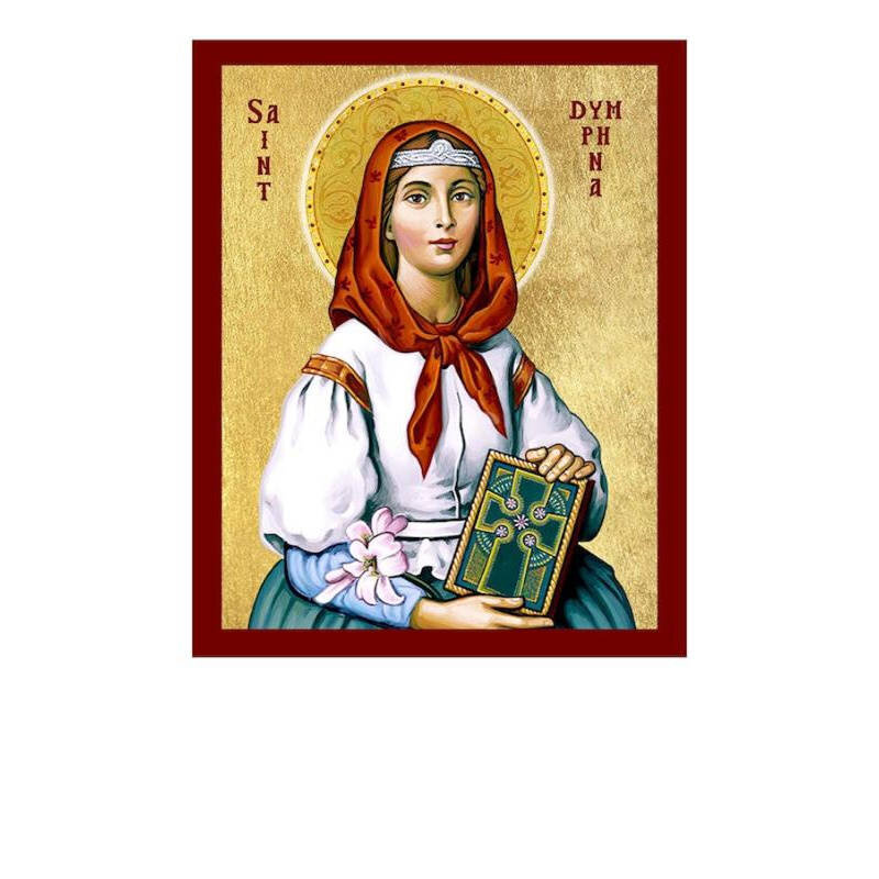 Εικόνα Ορθοδοξίας με περίγραμμα χρυσό σε ξύλο Φλαμουρίας  με  βάση Εικόνα Αγίας Δύμφνας, Χειροποίητη Χριστιανική Εικόνα Αγίας Δύμφνας, Πλακέτα Βυζαντινής Τέχνης, Χριστιανική Θρησκευτική Τέχνη Διάσταση 10x7 cm (3,9 x 2,8 ίντσες) INTRAEK-816723741