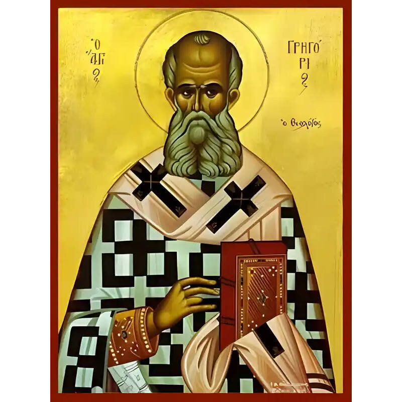 Σετ 2 τεμαχίων – Εικόνα Ορθοδοξίας με περίγραμμα χρυσό σε ξύλο Φλαμουρίας  με  βάση Εικόνα ΑΓΙΟΣ ΓΡΗΓΟΡΙΟΣ Ο ΘΕΟΛΟΓΟΣ, ΑΡΧΙΕΠΙΣΚΟΠΟΣ ΚΩΝ/ΠΟΛΕΩΣ Χειροποίητη Ελληνορθόδοξη εικόνα του Ιησού Χριστού, Κρεμαστή πλάκα βυζαντινής τέχνης, χριστιανική τέχνη Διάστασ