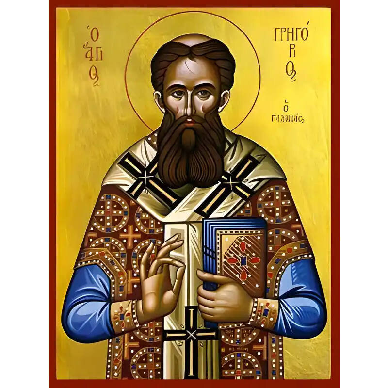 Σετ 2 τεμαχίων – Εικόνα Ορθοδοξίας με περίγραμμα χρυσό σε ξύλο Φλαμουρίας  με  βάση Εικόνα ΑΓΙΟΣ ΓΡΗΓΟΡΙΟΣ Ο ΠΑΛΑΜΑΣ, ΑΡΧΙΕΠΙΣΚΟΠΟΣ ΘΕΣ/ΝΙΚΗΣ Χειροποίητη Ελληνορθόδοξη εικόνα του Ιησού Χριστού, Κρεμαστή πλάκα βυζαντινής τέχνης, χριστιανική τέχνη Διάσταση