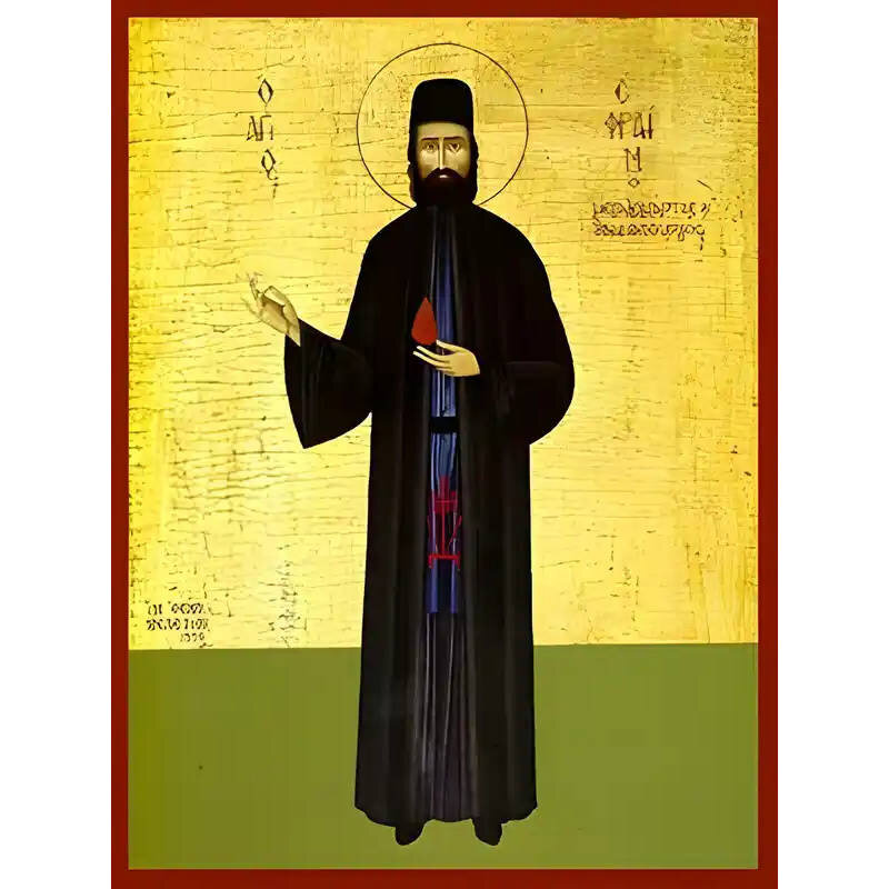 Σετ 2 τεμαχίων – Εικόνα Ορθοδοξίας με περίγραμμα χρυσό σε ξύλο Φλαμουρίας  με  βάση Εικόνα ΑΓΙΟΣ ΕΦΡΑΙΜ, ΝΕΟΜΑΡΤΥΣ, ΟΡΟΥΣ ΑΜΩΜΩΝ, ΟΛΟΣΩΜΟΣ Χειροποίητη Ελληνορθόδοξη εικόνα του Ιησού Χριστού, Κρεμαστή πλάκα βυζαντινής τέχνης, χριστιανική τέχνη Διάσταση 15x