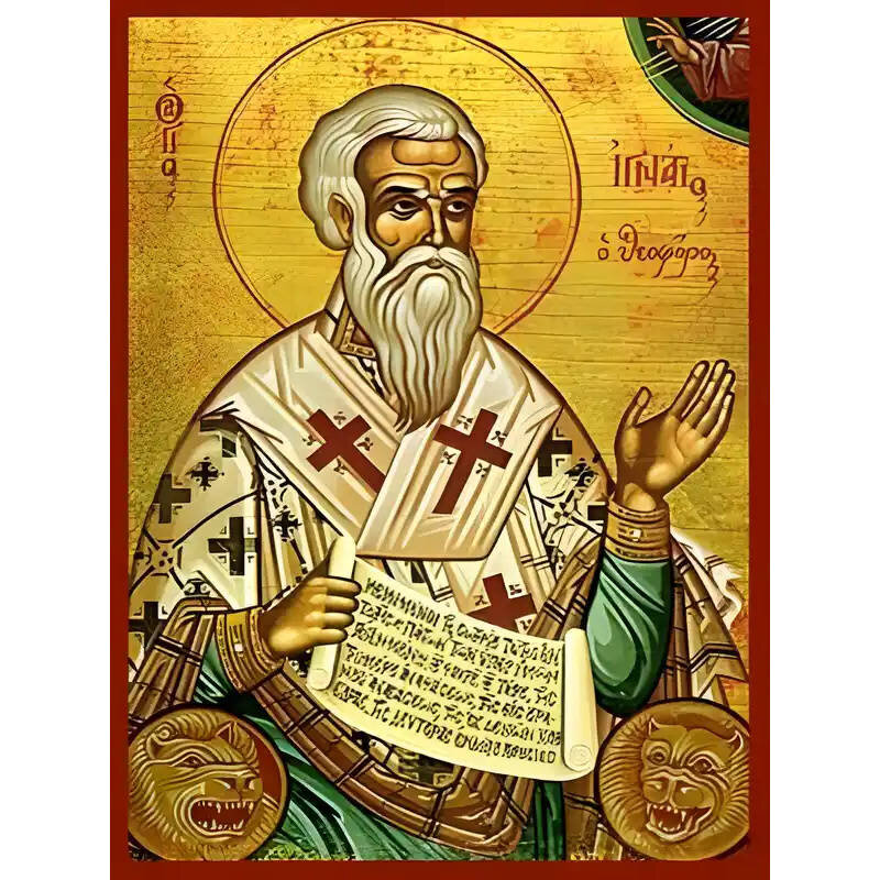 Σετ 2 τεμαχίων – Εικόνα Ορθοδοξίας με περίγραμμα χρυσό σε ξύλο Φλαμουρίας  με  βάση Εικόνα ΑΓΙΟΣ ΙΓΝΑΤΙΟΣ ΙΕΡΟΜΑΡΤΥΣ, Ο ΘΕΟΦΟΡΟΣ, ΕΠΙΣΚΟΠΟΣ ΑΝΤΙΟΧΕΙΑΣ Χειροποίητη Ελληνορθόδοξη εικόνα του Ιησού Χριστού, Κρεμαστή πλάκα βυζαντινής τέχνης, χριστιανική τέχνη