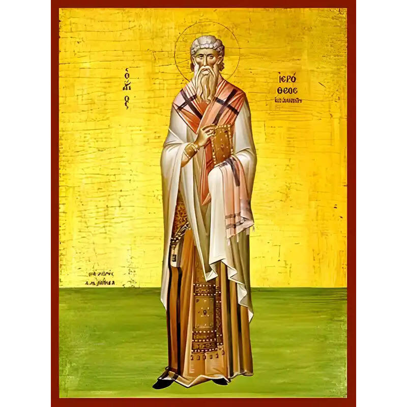 Σετ 2 τεμαχίων – Εικόνα Ορθοδοξίας με περίγραμμα χρυσό σε ξύλο Φλαμουρίας  με  βάση Εικόνα ΑΓΙΟΣ ΙΕΡΟΘΕΟΣ, ΙΕΡΟΜΑΡΤΥΣ, ΕΠΙΣΚΟΠΟΣ ΑΘΗΝΩΝ, ΟΛΟΣΩΜΟΣ Χειροποίητη Ελληνορθόδοξη εικόνα του Ιησού Χριστού, Κρεμαστή πλάκα βυζαντινής τέχνης, χριστιανική τέχνη Διάστ