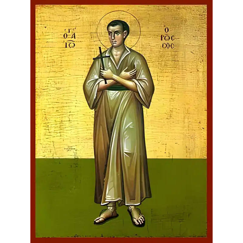 Σετ των 2 Εικόνα Ορθοδοξίας με περίγραμμα χρυσό σε ξύλο Φλαμουρίας  με  βάση Εικόνα ΑΓΙΟΣ ΙΩΑΝΝΗΣ Ο ΡΩΣΟΣ, ΟΛΟΣΩΜΟΣ Χειροποίητη Ελληνορθόδοξη εικόνα του Ιησού Χριστού, Κρεμαστή πλάκα βυζαντινής τέχνης, χριστιανική τέχνη Διάσταση 15x11 cm (5,9x4,3 ίντσες)