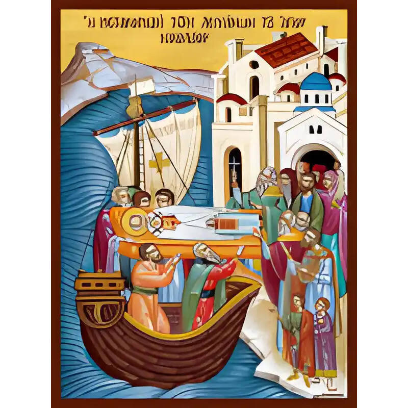 Σετ των 2 Εικόνα Ορθοδοξίας με περίγραμμα χρυσό σε ξύλο Φλαμουρίας  με  βάση Εικόνα ΑΓΙΟΣ ΝΙΚΟΛΑΟΣ, ΑΡΧΙΕΠΙΣΚΟΠΟΣ ΜΥΡΩΝ ΛΥΚΙΑΣ, ΑΝΑΚΟΜΙΔΗ ΚΑΙ ΜΕΤΑΚΟΜΙΔΗ ΤΩΝ ΛΕΙΨΑΝΩΝ ΕΙΣ ΜΠΑΡΙ ΙΤΑΛΙΑΣ Χειροποίητη Ελληνορθόδοξη εικόνα του Ιησού Χριστού, Κρεμαστή πλάκα βυζα