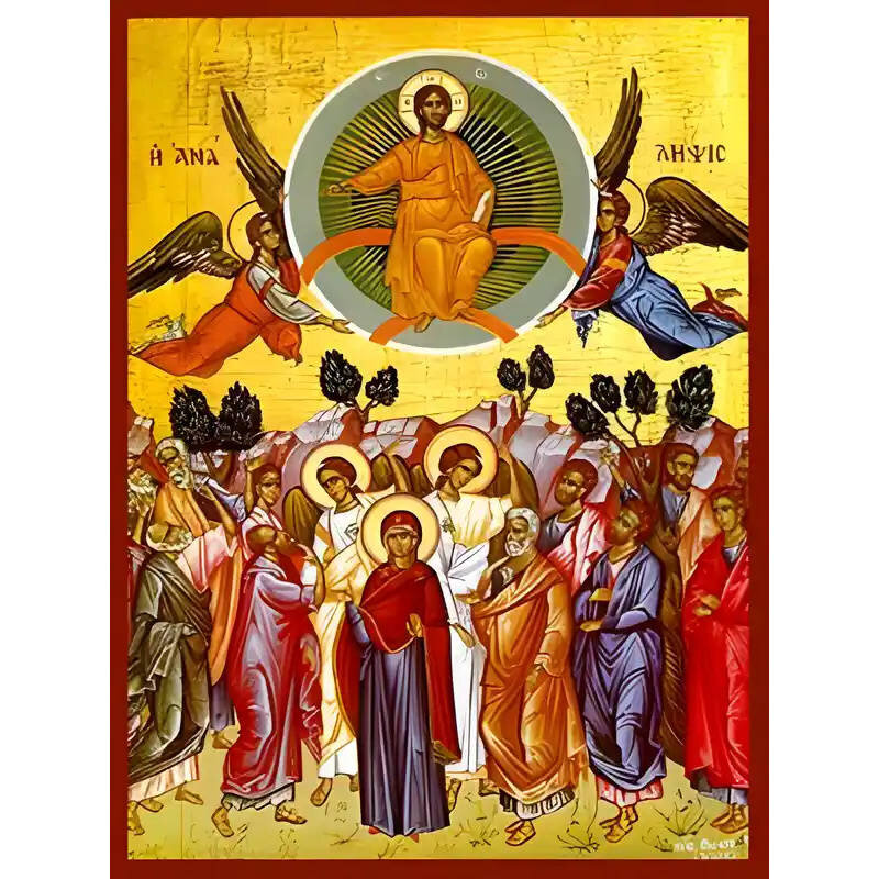 Σετ των 2 Εικόνα Ορθοδοξίας με περίγραμμα χρυσό σε ξύλο Φλαμουρίας  με  βάση Εικόνα ΑΝΑΛΗΨΙΣ ΧΡΙΣΤΟΥ Χειροποίητη Ελληνορθόδοξη εικόνα του Ιησού Χριστού, Κρεμαστή πλάκα βυζαντινής τέχνης, χριστιανική τέχνη Διάσταση 15x11 cm (5,9x4,3 ίντσες)  INTRAEK-337757