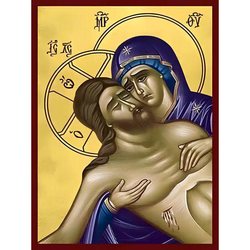 Σετ των 2 Εικόνα Ορθοδοξίας με περίγραμμα χρυσό σε ξύλο Φλαμουρίας  με  βάση Εικόνα ΕΓΚΩΜΙΑ ΤΗΣ ΜΕΓΑΛΗΣ ΠΑΡΑΣΚΕΥΗΣ Χειροποίητη Ελληνορθόδοξη εικόνα του Ιησού Χριστού, Κρεμαστή πλάκα βυζαντινής τέχνης, χριστιανική τέχνη Διάσταση 15x11 cm (5,9x4,3 ίντσες)