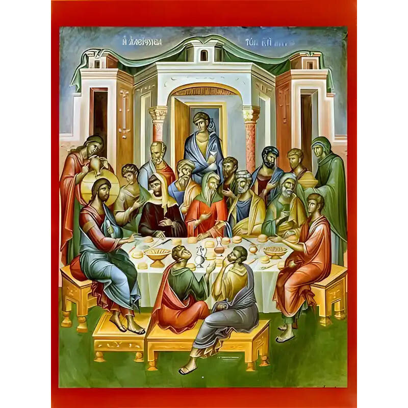 Σετ των 2 Εικόνα Ορθοδοξίας με περίγραμμα χρυσό σε ξύλο Φλαμουρίας  με  βάση Εικόνα Η ΑΛΕΙΨΑΣΑ ΤΟΝ ΚΥΡΙΟΝ ΜΥΡΩ Χειροποίητη Ελληνορθόδοξη εικόνα του Ιησού Χριστού, Κρεμαστή πλάκα βυζαντινής τέχνης, χριστιανική τέχνη Διάσταση 15x11 cm (5,9x4,3 ίντσες)  INTR