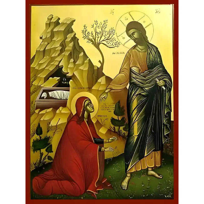 Σετ των 2 Εικόνα Ορθοδοξίας με περίγραμμα χρυσό σε ξύλο Φλαμουρίας  με  βάση Εικόνα ΜΗ ΜΟΥ ΑΠΤΟΥ Χειροποίητη Ελληνορθόδοξη εικόνα του Ιησού Χριστού, Κρεμαστή πλάκα βυζαντινής τέχνης, χριστιανική τέχνη Διάσταση 15x11 cm (5,9x4,3 ίντσες)  INTRAEK-3377578643