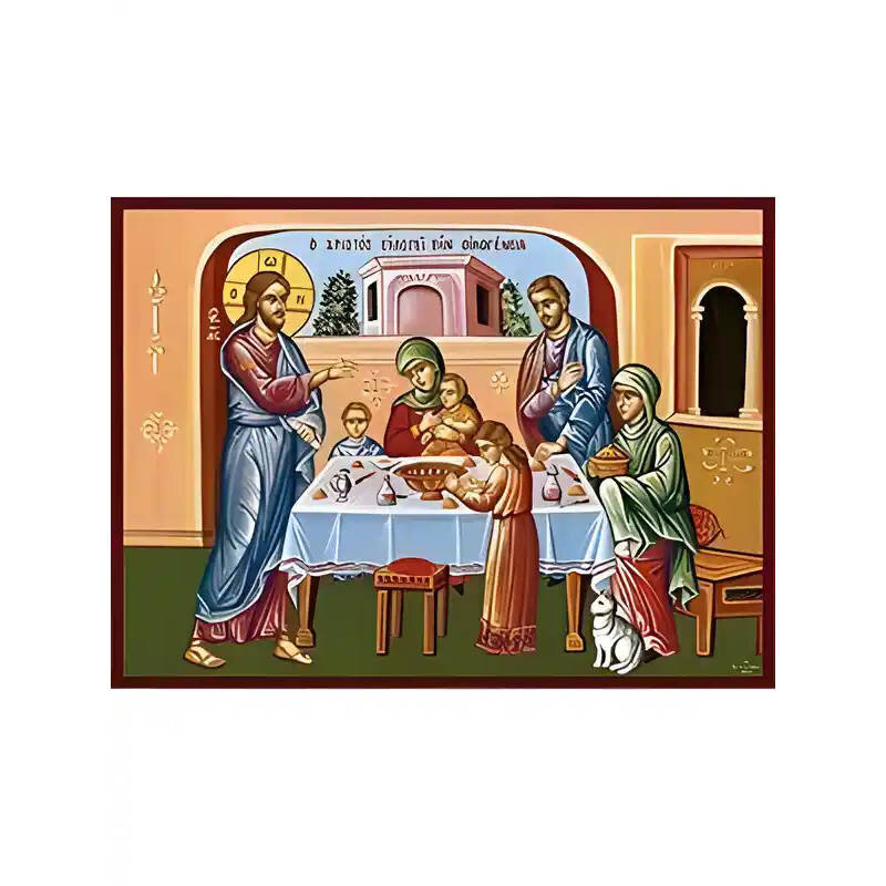 Σετ των 2 Εικόνα Ορθοδοξίας με περίγραμμα χρυσό σε ξύλο Φλαμουρίας  με  βάση Εικόνα Ο ΧΡΙΣΤΟΣ ΕΥΛΟΓΩΝ ΤΗΝ ΟΙΚΟΓΕΝΕΙΑ Χειροποίητη Ελληνορθόδοξη εικόνα του Ιησού Χριστού, Κρεμαστή πλάκα βυζαντινής τέχνης, χριστιανική τέχνη Διάσταση 15x11 cm (5,9x4,3 ίντσες)