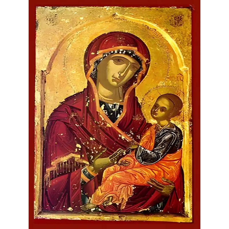 Σετ των 2 Εικόνα Ορθοδοξίας με περίγραμμα χρυσό σε ξύλο Φλαμουρίας  με  βάση Εικόνα ΠΑΝΑΓΙΑ ΜΕ ΧΡΙΣΤΟ Χειροποίητη Ελληνορθόδοξη εικόνα του Ιησού Χριστού, Κρεμαστή πλάκα βυζαντινής τέχνης, χριστιανική τέχνη Διάσταση 15x11 cm (5,9x4,3 ίντσες)  INTRAEK-33775