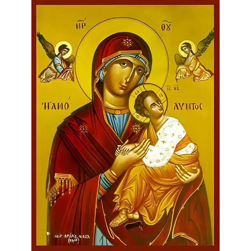Σετ των 2 Εικόνα Ορθοδοξίας με περίγραμμα χρυσό σε ξύλο Φλαμουρίας  με  βάση Εικόνα ΠΑΝΑΓΙΑ ΜΕ ΧΡΙΣΤΟ, ΑΜΟΛΥΝΤΟΣ Χειροποίητη Ελληνορθόδοξη εικόνα του Ιησού Χριστού, Κρεμαστή πλάκα βυζαντινής τέχνης, χριστιανική τέχνη Διάσταση 15x11 cm (5,9x4,3 ίντσες)  IN