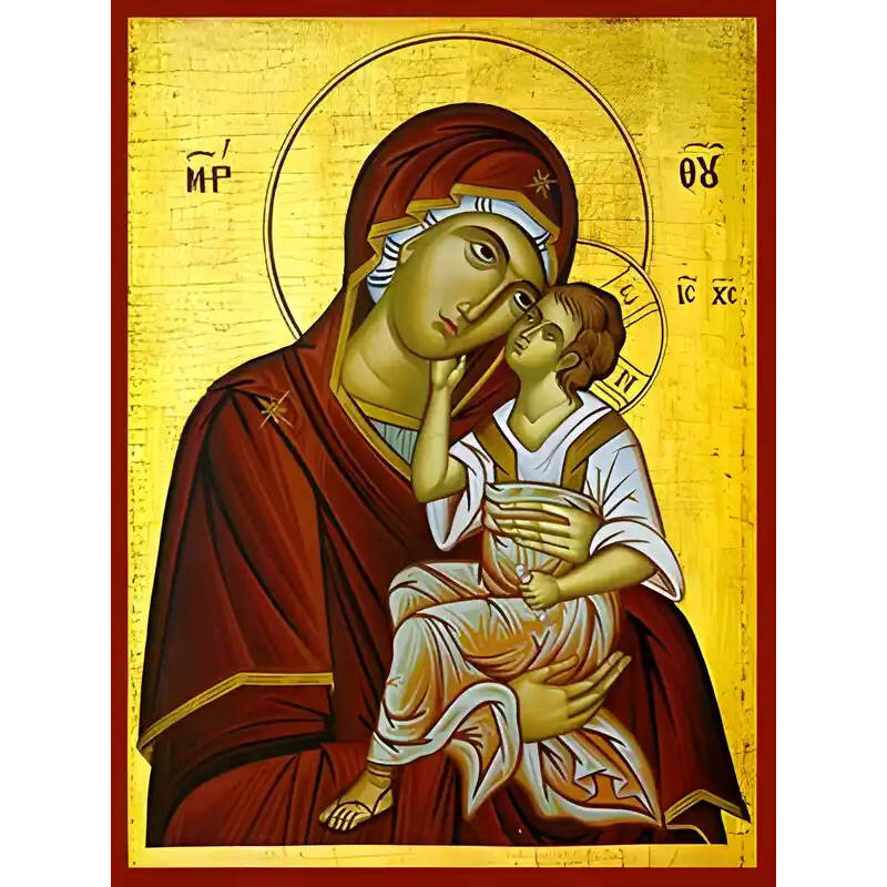 Σετ των 2 Εικόνα Ορθοδοξίας με περίγραμμα χρυσό σε ξύλο Φλαμουρίας  με  βάση Εικόνα ΠΑΝΑΓΙΑ ΜΕ ΧΡΙΣΤΟ, ΓΛΥΚΟΦΙΛΟΥΣΑ Χειροποίητη Ελληνορθόδοξη εικόνα του Ιησού Χριστού, Κρεμαστή πλάκα βυζαντινής τέχνης, χριστιανική τέχνη Διάσταση 15x11 cm (5,9x4,3 ίντσες)