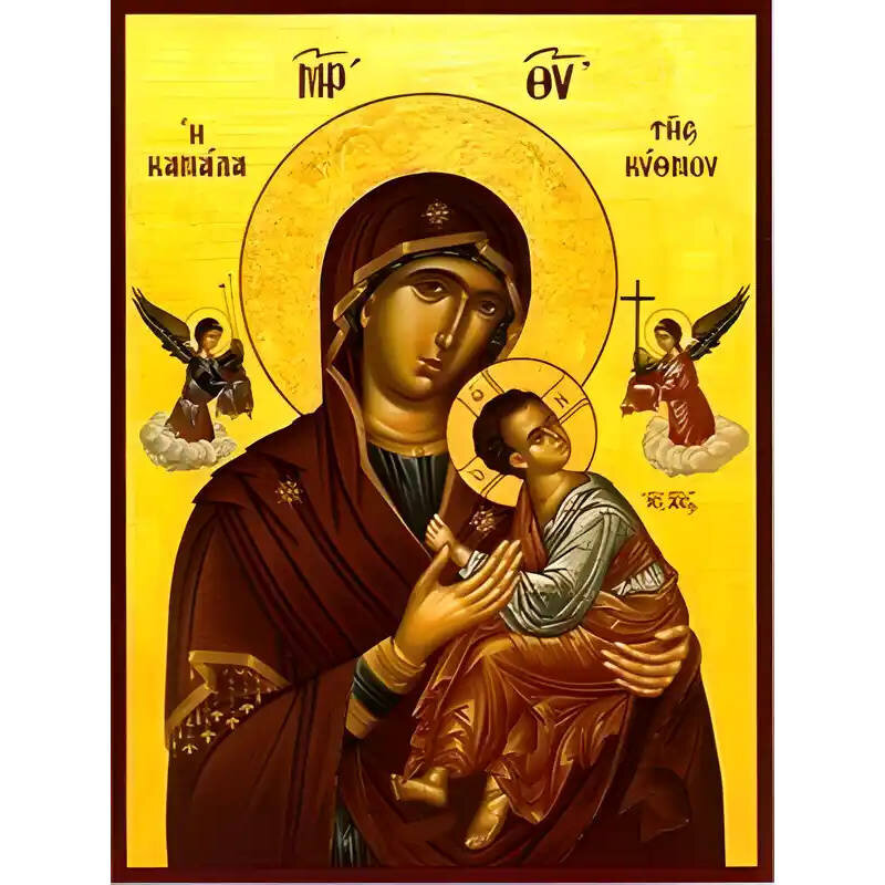 Σετ των 2 Εικόνα Ορθοδοξίας με περίγραμμα χρυσό σε ξύλο Φλαμουρίας  με  βάση Εικόνα ΠΑΝΑΓΙΑ ΜΕ ΧΡΙΣΤΟ, ΚΑΝΑΛΑ ΤΗΣ ΚΥΘΝΟΥ Χειροποίητη Ελληνορθόδοξη εικόνα του Ιησού Χριστού, Κρεμαστή πλάκα βυζαντινής τέχνης, χριστιανική τέχνη Διάσταση 15x11 cm (5,9x4,3 ίντ
