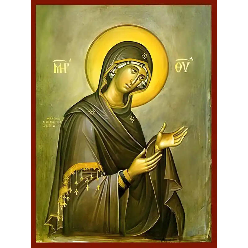 Σετ των 2 Εικόνα Ορθοδοξίας με περίγραμμα χρυσό σε ξύλο Φλαμουρίας  με  βάση Εικόνα ΠΑΝΑΓΙΑ, ΔΕΟΜΕΝΗ Χειροποίητη Ελληνορθόδοξη εικόνα του Ιησού Χριστού, Κρεμαστή πλάκα βυζαντινής τέχνης, χριστιανική τέχνη Διάσταση 15x11 cm (5,9x4,3 ίντσες)  INTRAEK-337757