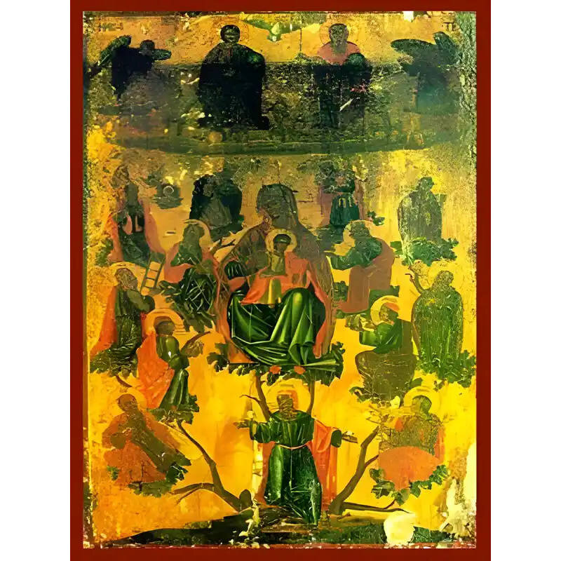 Σετ των 2 Εικόνα Ορθοδοξίας με περίγραμμα χρυσό σε ξύλο Φλαμουρίας  με  βάση Εικόνα ΡΙΖΑ ΙΕΣΣΑΙ Χειροποίητη Ελληνορθόδοξη εικόνα του Ιησού Χριστού, Κρεμαστή πλάκα βυζαντινής τέχνης, χριστιανική τέχνη Διάσταση 15x11 cm (5,9x4,3 ίντσες)  INTRAEK-33775786413