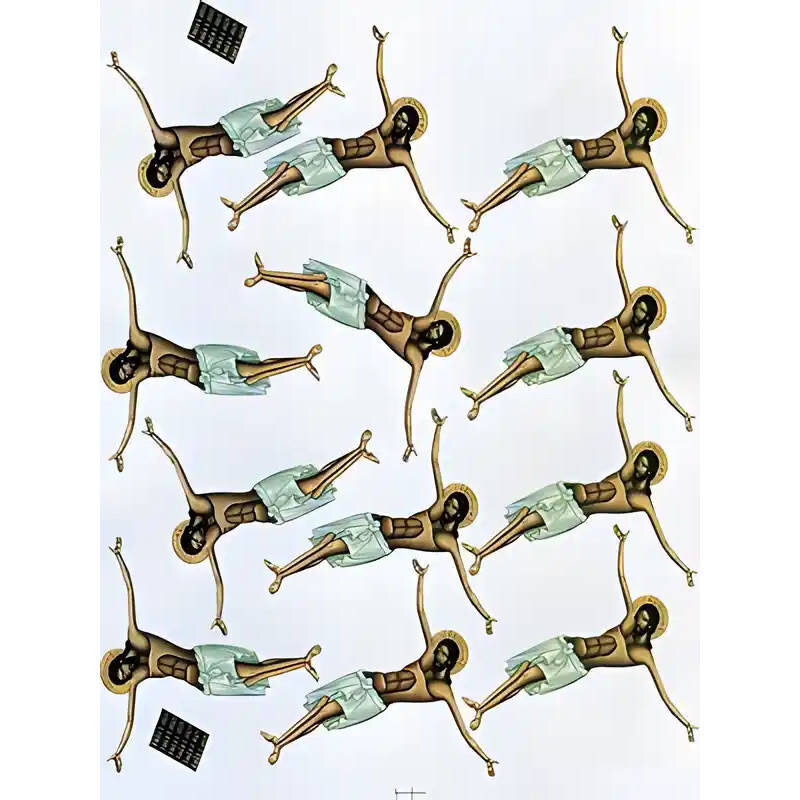 Σετ των 2 Εικόνα Ορθοδοξίας με περίγραμμα χρυσό σε ξύλο Φλαμουρίας  με  βάση Εικόνα ΣΩΜΑΤΑ ΕΣΤΑΥΡΩΜΕΝΟΥ (ΑΠΟ ΤΗΝ ΣΤΑΥΡΩΣΗ ΜΕΓΕΘΟΥΣ 14Χ20ΕΚ.) ΥΨΟΣ ΣΩΜΑΤΩΝ 8.1ΕΚ. ΕΚΤΑΣΙΣ ΧΕΙΡΩΝ : 7.6ΕΚ. Χειροποίητη Ελληνορθόδοξη εικόνα του Ιησού Χριστού, Κρεμαστή πλάκα βυζ