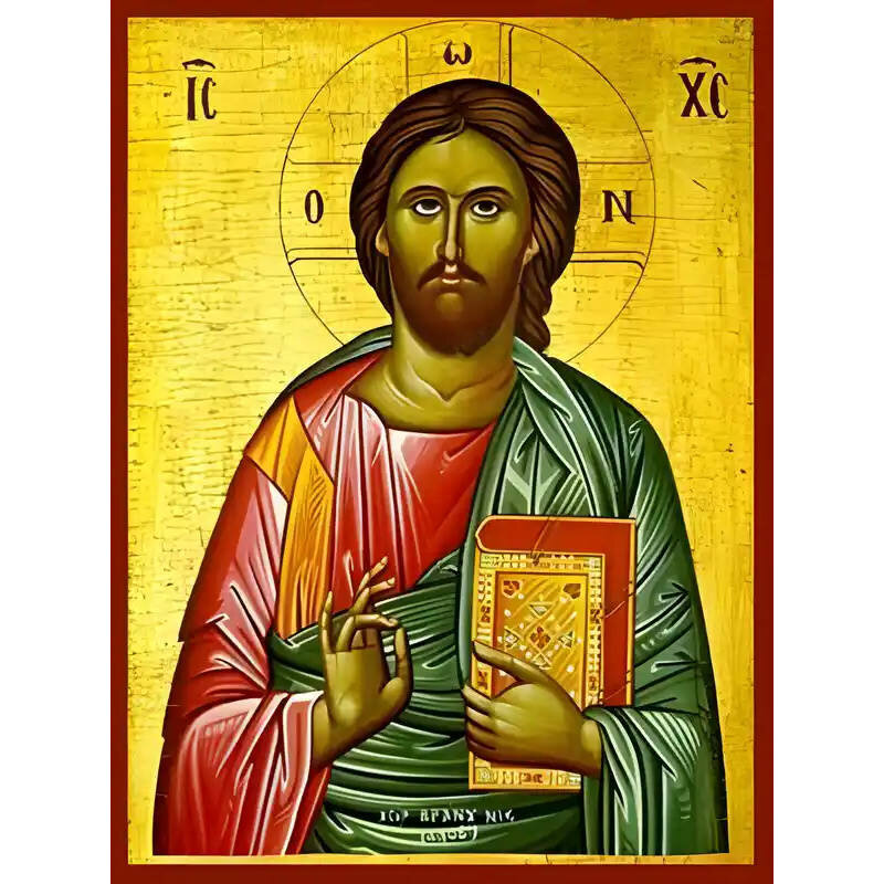 Σετ των 2 Εικόνα Ορθοδοξίας με περίγραμμα χρυσό σε ξύλο Φλαμουρίας  με  βάση Εικόνα ΧΡΙΣΤΟΣ ΕΥΛΟΓΩΝ Χειροποίητη Ελληνορθόδοξη εικόνα του Ιησού Χριστού, Κρεμαστή πλάκα βυζαντινής τέχνης, χριστιανική τέχνη Διάσταση 15x11 cm (5,9x4,3 ίντσες)  INTRAEK-3377578