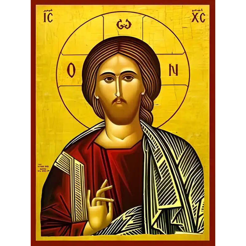 Σετ των 2 Εικόνα Ορθοδοξίας με περίγραμμα χρυσό σε ξύλο Φλαμουρίας  με  βάση Εικόνα ΧΡΙΣΤΟΣ ΕΥΛΟΓΩΝ, ΛΕΠΤΟΜΕΡΕΙΑ Χειροποίητη Ελληνορθόδοξη εικόνα του Ιησού Χριστού, Κρεμαστή πλάκα βυζαντινής τέχνης, χριστιανική τέχνη Διάσταση 15x11 cm (5,9x4,3 ίντσες)  IN