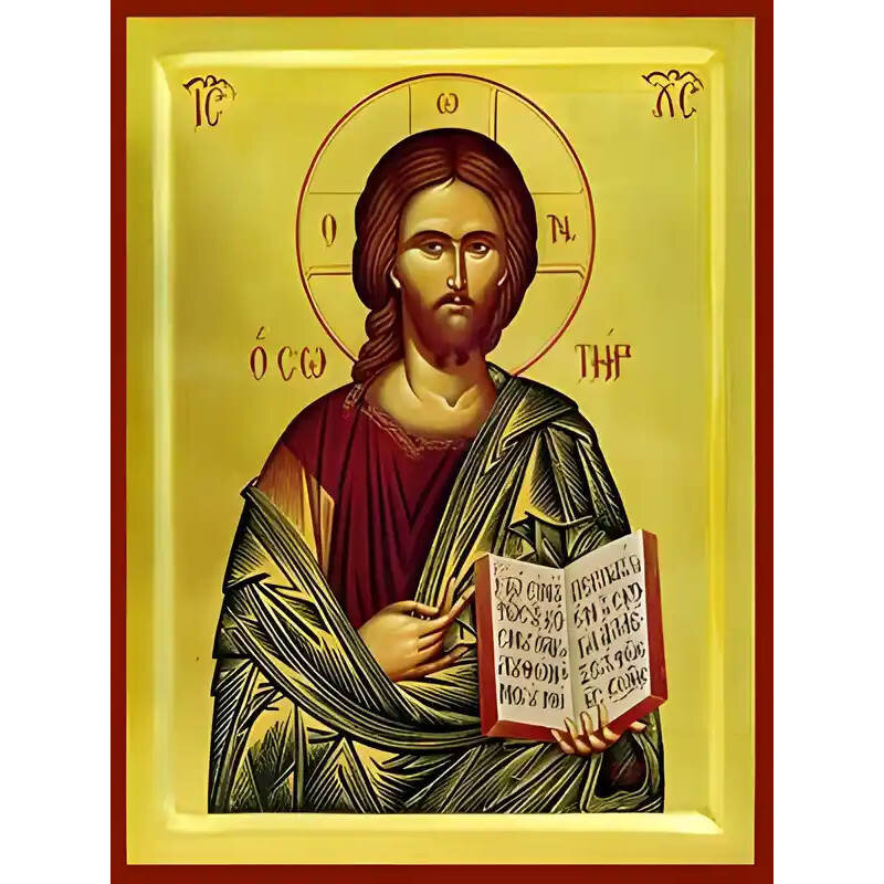 Σετ των 2 Εικόνα Ορθοδοξίας με περίγραμμα χρυσό σε ξύλο Φλαμουρίας  με  βάση Εικόνα ΧΡΙΣΤΟΣ ΕΥΛΟΓΩΝ, Ο ΣΩΤΗΡ Χειροποίητη Ελληνορθόδοξη εικόνα του Ιησού Χριστού, Κρεμαστή πλάκα βυζαντινής τέχνης, χριστιανική τέχνη Διάσταση 15x11 cm (5,9x4,3 ίντσες)  INTRAE