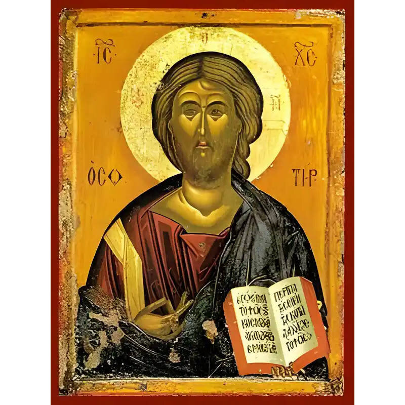 Σετ των 2 Εικόνα Ορθοδοξίας με περίγραμμα χρυσό σε ξύλο Φλαμουρίας  με  βάση Εικόνα ΧΡΙΣΤΟΣ ΕΥΛΟΓΩΝ, Ο ΣΩΤΗΡ Χειροποίητη Ελληνορθόδοξη εικόνα του Ιησού Χριστού, Κρεμαστή πλάκα βυζαντινής τέχνης, χριστιανική τέχνη Διάσταση 15x11 cm (5,9x4,3 ίντσες)  INTRAE