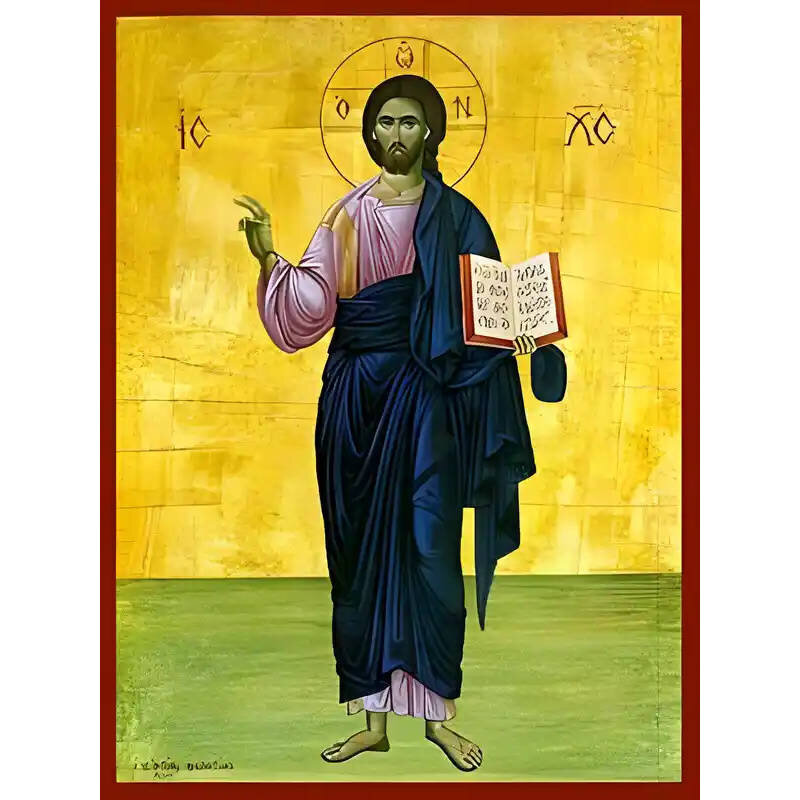 Σετ των 2 Εικόνα Ορθοδοξίας με περίγραμμα χρυσό σε ξύλο Φλαμουρίας  με  βάση Εικόνα ΧΡΙΣΤΟΣ ΕΥΛΟΓΩΝ, ΟΛΟΣΩΜΟΣ Χειροποίητη Ελληνορθόδοξη εικόνα του Ιησού Χριστού, Κρεμαστή πλάκα βυζαντινής τέχνης, χριστιανική τέχνη Διάσταση 15x11 cm (5,9x4,3 ίντσες)  INTRA