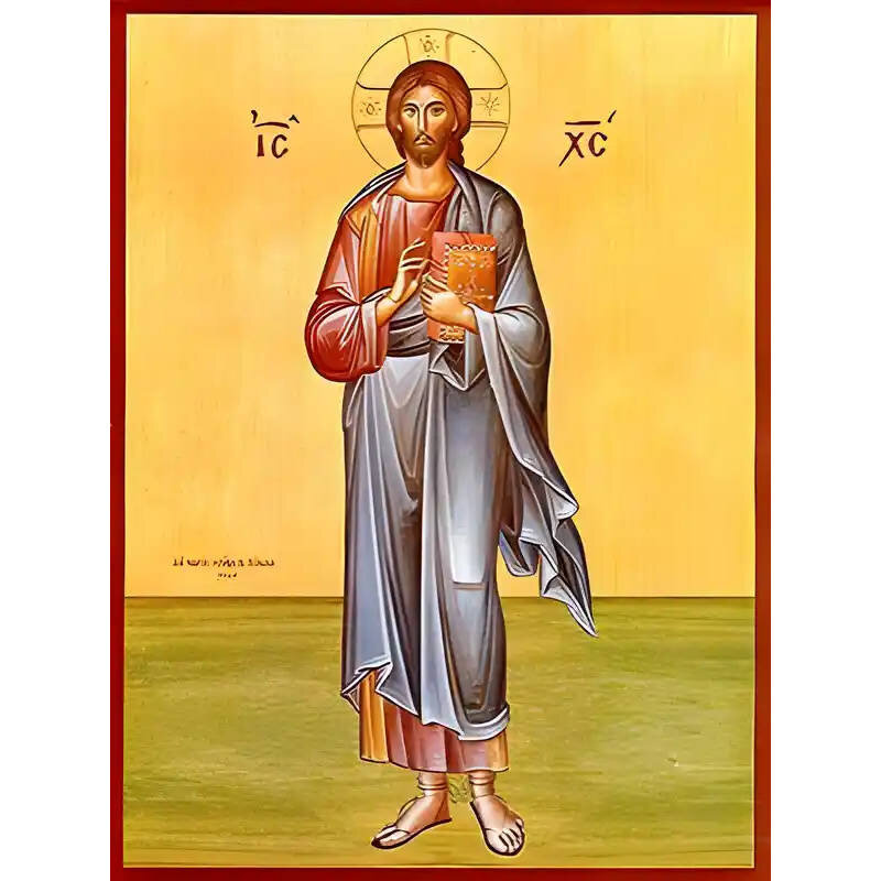 Σετ των 2 Εικόνα Ορθοδοξίας με περίγραμμα χρυσό σε ξύλο Φλαμουρίας  με  βάση Εικόνα ΧΡΙΣΤΟΣ ΕΥΛΟΓΩΝ, ΟΛΟΣΩΜΟΣ Χειροποίητη Ελληνορθόδοξη εικόνα του Ιησού Χριστού, Κρεμαστή πλάκα βυζαντινής τέχνης, χριστιανική τέχνη Διάσταση 15x11 cm (5,9x4,3 ίντσες)  INTRA