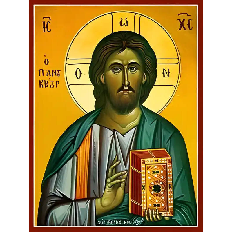 Σετ των 2 Εικόνα Ορθοδοξίας με περίγραμμα χρυσό σε ξύλο Φλαμουρίας  με  βάση Εικόνα ΧΡΙΣΤΟΣ ΕΥΛΟΓΩΝ, ΠΑΝΤΟΚΡΑΤΩΡ Χειροποίητη Ελληνορθόδοξη εικόνα του Ιησού Χριστού, Κρεμαστή πλάκα βυζαντινής τέχνης, χριστιανική τέχνη Διάσταση 15x11 cm (5,9x4,3 ίντσες)  IN