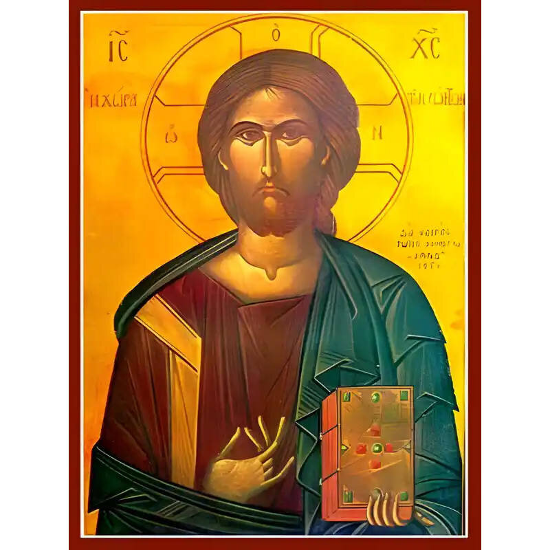 Σετ των 2 Εικόνα Ορθοδοξίας με περίγραμμα χρυσό σε ξύλο Φλαμουρίας  με  βάση Εικόνα ΧΡΙΣΤΟΣ ΕΥΛΟΓΩΝ, ΧΩΡΑ ΤΩΝ ΖΩΝΤΩΝ Χειροποίητη Ελληνορθόδοξη εικόνα του Ιησού Χριστού, Κρεμαστή πλάκα βυζαντινής τέχνης, χριστιανική τέχνη Διάσταση 15x11 cm (5,9x4,3 ίντσες)