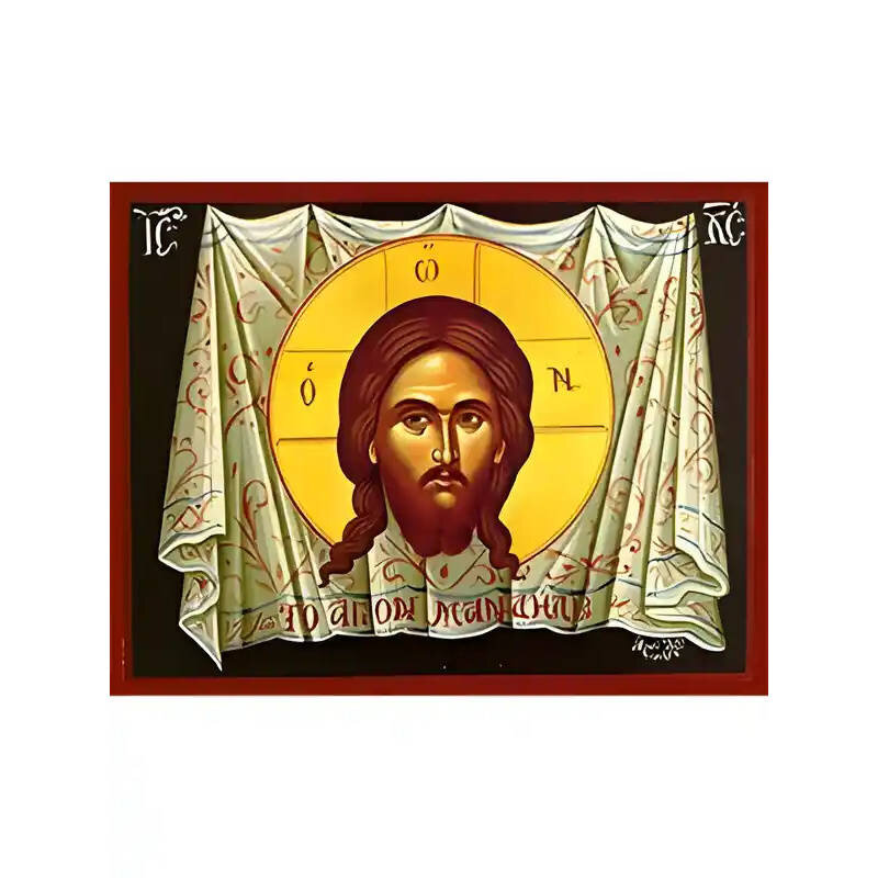 Σετ των 2 Εικόνα Ορθοδοξίας με περίγραμμα χρυσό σε ξύλο Φλαμουρίας  με  βάση Εικόνα ΧΡΙΣΤΟΣ, ΤΟ ΑΓΙΟΝ ΜΑΝΔΗΛΙΟΝ Χειροποίητη Ελληνορθόδοξη εικόνα του Ιησού Χριστού, Κρεμαστή πλάκα βυζαντινής τέχνης, χριστιανική τέχνη Διάσταση 15x11 cm (5,9x4,3 ίντσες)  INT
