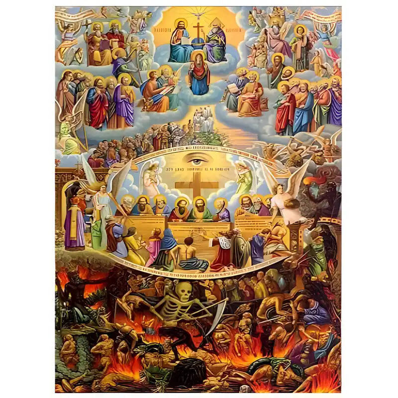 Σετ των 2 Εικόνα Ορθοδοξίας με περίγραμμα χρυσό σε ξύλο Φλαμουρίας  με  βάση Εικόνα ΔΕΥΤΕΡΑ ΠΑΡΟΥΣΙΑ, ΗΜΕΡΑ ΤΗΣ ΚΡΙΣΕΩΣ Χειροποίητη Ελληνορθόδοξη εικόνα του Ιησού Χριστού, Κρεμαστή πλάκα βυζαντινής τέχνης, χριστιανική τέχνη Διάσταση 15x11 cm (5,9x4,3 ίντσ