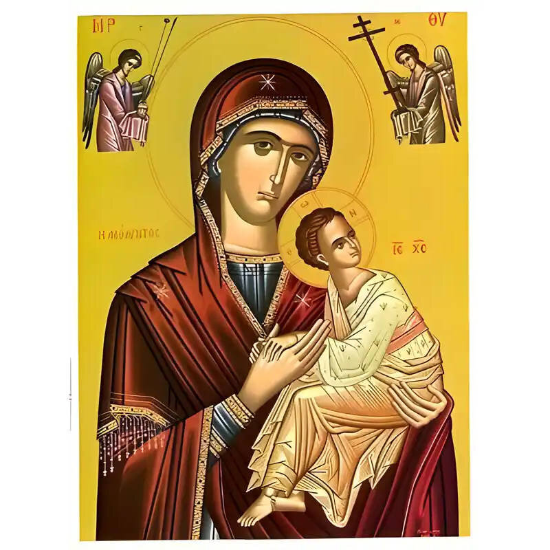 Σετ των 2 Εικόνα Ορθοδοξίας με περίγραμμα χρυσό σε ξύλο Φλαμουρίας  με  βάση Εικόνα ΠΑΝΑΓΙΑ ΜΕ ΧΡΙΣΤΟ, ΑΜΟΛΥΝΤΟΣ (ΒΥΖΑΝΤΙΝΗ) Χειροποίητη Ελληνορθόδοξη εικόνα του Ιησού Χριστού, Κρεμαστή πλάκα βυζαντινής τέχνης, χριστιανική τέχνη Διάσταση 15x11 cm (5,9x4,3