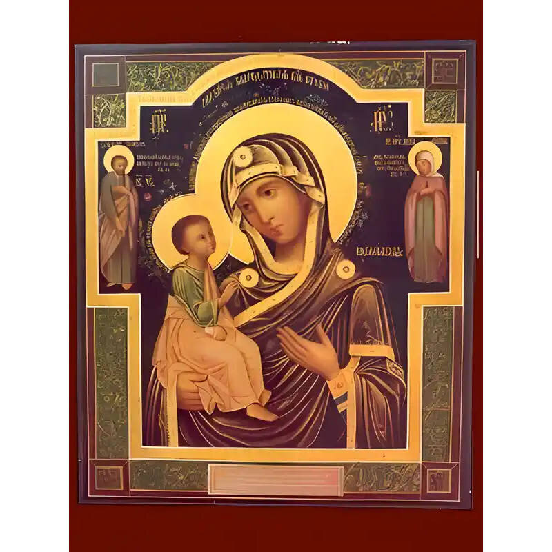 Σετ των 2 Εικόνα Ορθοδοξίας με περίγραμμα χρυσό σε ξύλο Φλαμουρίας  με  βάση Εικόνα ΠΑΝΑΓΙΑ ΜΕ ΧΡΙΣΤΟ, ΙΕΡΟΣΟΛΥΜΩΝ Χειροποίητη Ελληνορθόδοξη εικόνα του Ιησού Χριστού, Κρεμαστή πλάκα βυζαντινής τέχνης, χριστιανική τέχνη Διάσταση 15x11 cm (5,9x4,3 ίντσες)