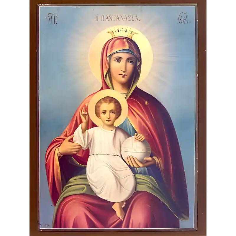 Σετ των 2 Εικόνα Ορθοδοξίας με περίγραμμα χρυσό σε ξύλο Φλαμουρίας  με  βάση Εικόνα ΠΑΝΑΓΙΑ ΜΕ ΧΡΙΣΤΟ, ΠΑΝΤΑΝΑΣΣΑ Χειροποίητη Ελληνορθόδοξη εικόνα του Ιησού Χριστού, Κρεμαστή πλάκα βυζαντινής τέχνης, χριστιανική τέχνη Διάσταση 15x11 cm (5,9x4,3 ίντσες)  I
