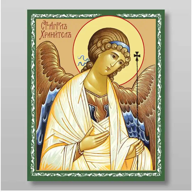 Εικόνα Ορθοδοξίας με περίγραμμα χρυσό σε ξύλο Φλαμουρίας  με  βάση Guardian Angel Χειροποίητη Ελληνορθόδοξη , Κρεμαστή πλάκα βυζαντινής τέχνης, χριστιανική τέχνη Διάσταση 50x40 cm (19,7 x 15,8 ίντσες) INTRAEK-65432810