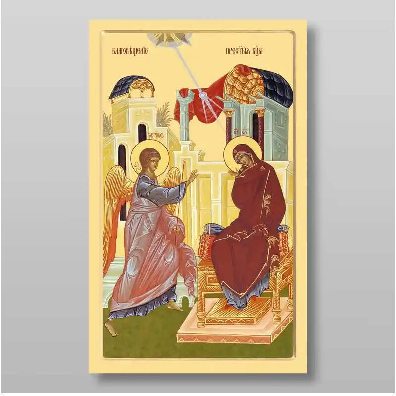 Εικόνα Ορθοδοξίας με περίγραμμα χρυσό σε ξύλο Φλαμουρίας  με  βάση Ευαγγελισμού για  ορθόδοξης εικόνας.Χειροποίητη Ελληνορθόδοξη , Κρεμαστή πλάκα βυζαντινής τέχνης, χριστιανική τέχνη Διάσταση 50x40 cm (19,7 x 15,8 ίντσες) INTRAEK-65432752