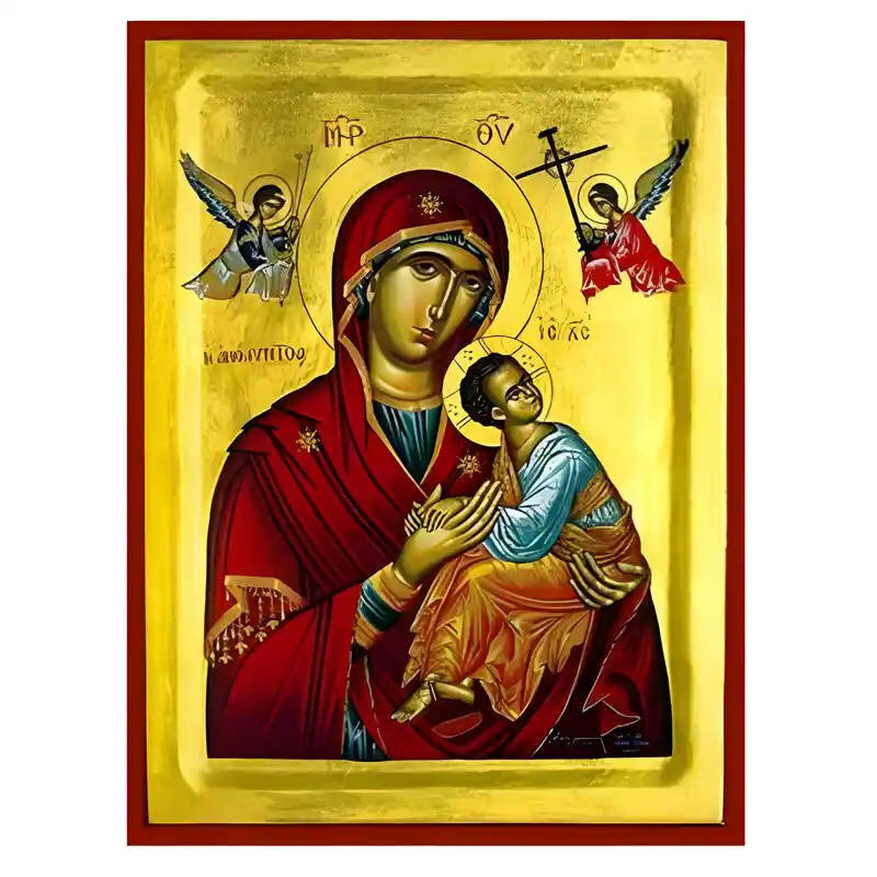 Σετ των 2 Εικόνα Ορθοδοξίας με περίγραμμα χρυσό σε ξύλο Φλαμουρίας  με  βάση Εικόνα Παναγία Αμόλυντος Χειροποίητη Ελληνορθόδοξη , Κρεμαστή πλάκα βυζαντινής τέχνης, χριστιανική τέχνη Διάσταση 10x7 cm (3,9 x 2,8 ίντσες) INTRAEK-671329