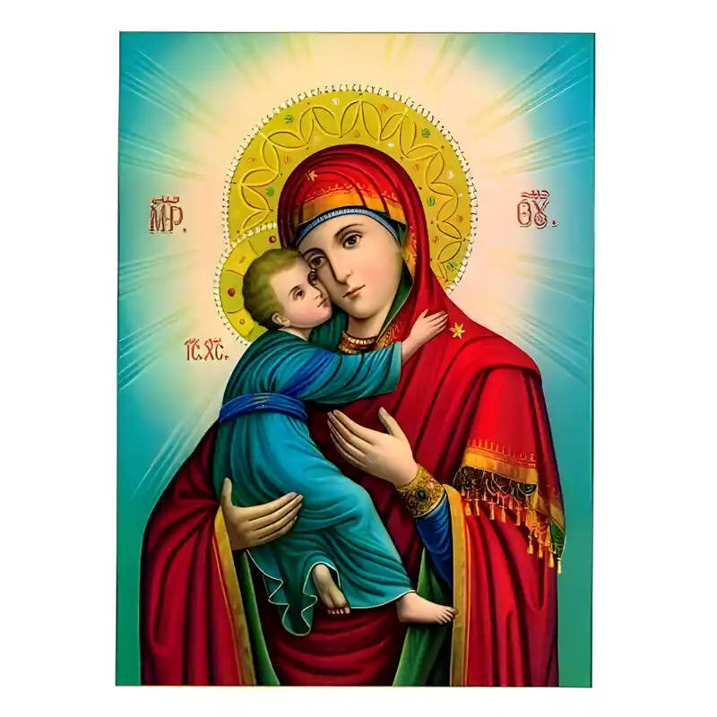 Σετ των 2 Εικόνα Ορθοδοξίας με περίγραμμα χρυσό σε ξύλο Φλαμουρίας  με  βάση Εικόνα Παναγία Γλυκοφιλούσα Χειροποίητη Ελληνορθόδοξη , Κρεμαστή πλάκα βυζαντινής τέχνης, χριστιανική τέχνη Διάσταση 10x7 cm (3,9 x 2,8 ίντσες) INTRAEK-671318