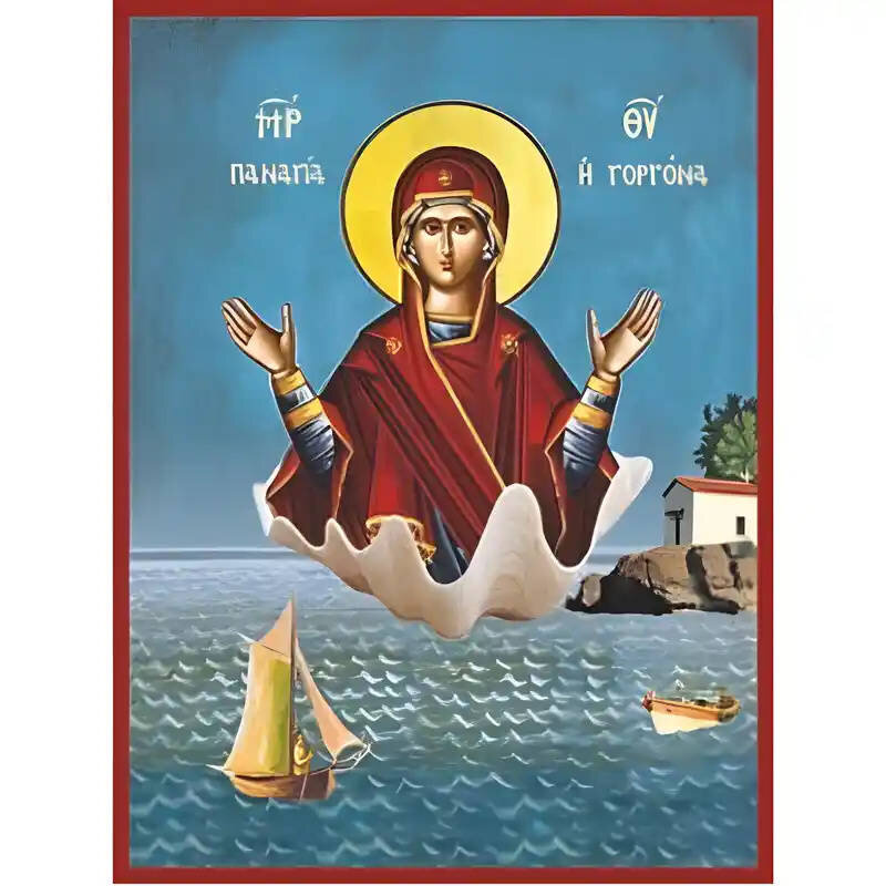 Σετ των 2 Εικόνα Ορθοδοξίας με περίγραμμα χρυσό σε ξύλο Φλαμουρίας  με  βάση Εικόνα Παναγία Γοργόνα Χειροποίητη Ελληνορθόδοξη , Κρεμαστή πλάκα βυζαντινής τέχνης, χριστιανική τέχνη Διάσταση 10x7 cm (3,9 x 2,8 ίντσες) INTRAEK-671296