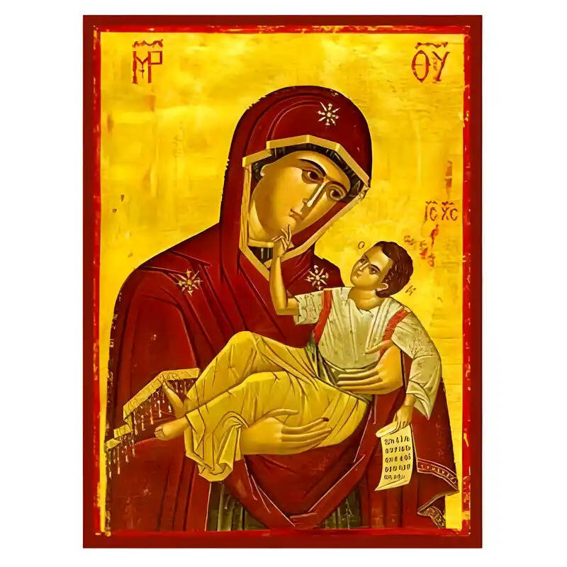 Σετ των 2 Εικόνα Ορθοδοξίας με περίγραμμα χρυσό σε ξύλο Φλαμουρίας  με  βάση Εικόνα Παναγία με Χριστό Χειροποίητη Ελληνορθόδοξη , Κρεμαστή πλάκα βυζαντινής τέχνης, χριστιανική τέχνη Διάσταση 10x7 cm (3,9 x 2,8 ίντσες) INTRAEK-671265