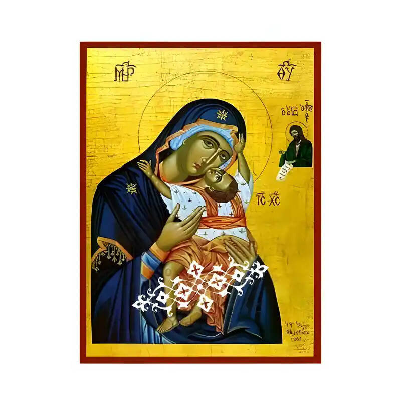 Σετ των 2 Εικόνα Ορθοδοξίας με περίγραμμα χρυσό σε ξύλο Φλαμουρίας  με  βάση Εικόνα Παναγία με Χριστό, Καρδιώτισσα Χειροποίητη Ελληνορθόδοξη , Κρεμαστή πλάκα βυζαντινής τέχνης, χριστιανική τέχνη Διάσταση 10x7 cm (3,9 x 2,8 ίντσες) INTRAEK-671258
