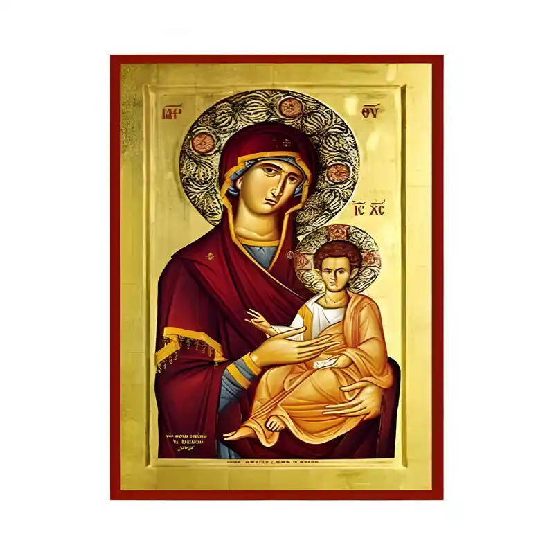 Σετ των 2 Εικόνα Ορθοδοξίας με περίγραμμα χρυσό σε ξύλο Φλαμουρίας  με  βάση Εικόνα Παναγία Οδηγήτρια Χειροποίητη Ελληνορθόδοξη , Κρεμαστή πλάκα βυζαντινής τέχνης, χριστιανική τέχνη Διάσταση 10x7 cm (3,9 x 2,8 ίντσες) INTRAEK-671246