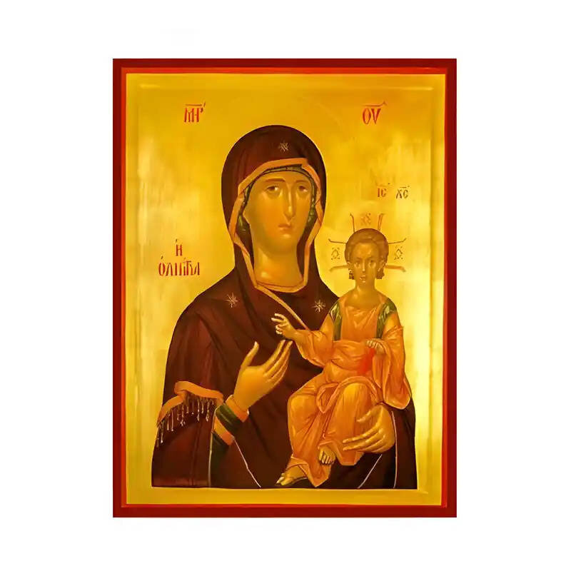 Σετ των 2 Εικόνα Ορθοδοξίας με περίγραμμα χρυσό σε ξύλο Φλαμουρίας  με  βάση Εικόνα Παναγία Οδηγήτρια Χειροποίητη Ελληνορθόδοξη , Κρεμαστή πλάκα βυζαντινής τέχνης, χριστιανική τέχνη Διάσταση 10x7 cm (3,9 x 2,8 ίντσες) INTRAEK-671244