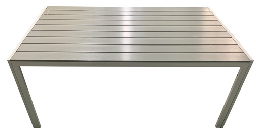 ΤΡΑΠΕΖΙ ΑΛΟΥΜΙΝΙΟΥ ΜΕ ΣΥΝΘΕΤΙΚΟ ΞΥΛΟ POLYWOOD -ΑΝΟΙΧΤΟ ΓΚΡΙ - ΔΙΑΣΤΑΣΕΙΣ: L160xW90xH74cm- ΔΙΑΤΙΘΕΤΑΙ  ΩΣ ΣΕΤ velco-180-4956